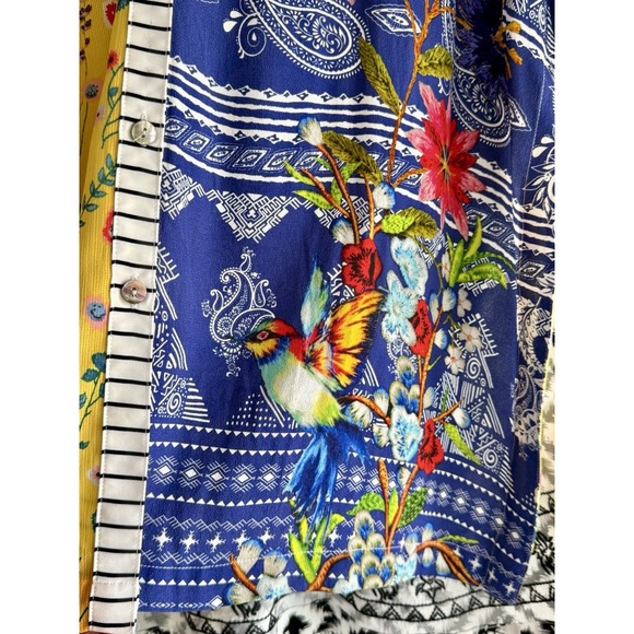 John Mark Tunic Top Patchwork Floral Mixed Print Art Boho Bird Large Maximalist - Picture 10 of 17